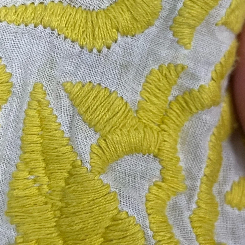Tory Burch embroidered yellow/gold white tunic top white detailing spring luxury